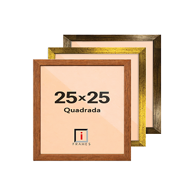 Moldura Quadro 25x25 cm P/ Imagens Fotos – COM VIDRO