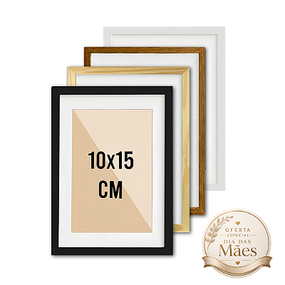 KIT 10 Molduras Quadro A6 10x15 cm P/ Posters Imagens Fotos C/ Paspatur 3cm - C/ Vidro