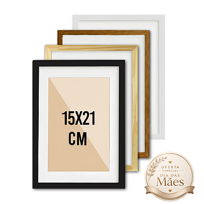 KIT 10 Molduras Quadro A5 15x21 cm P/ Posters Imagens Fotos C/ Paspatur 3cm - C/ Vidro