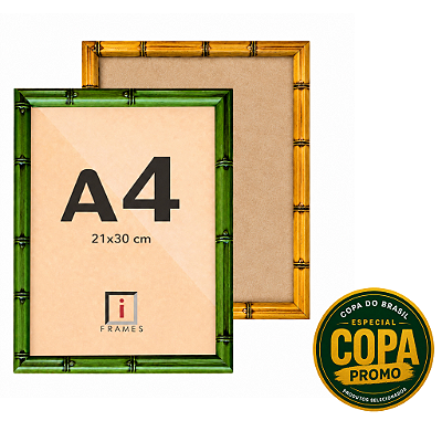 Kit 02 Molduras Caixa Alta Premium Bamboo A4 21x30 cm C/ Vidro - Especial Copa