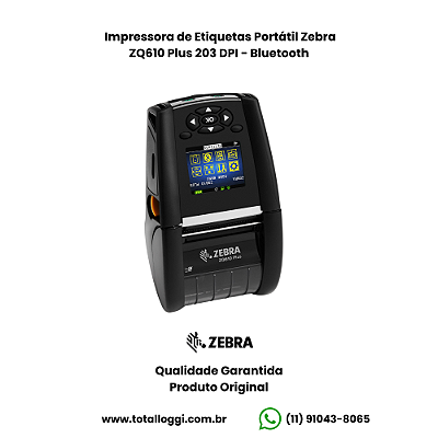 Impressora de Etiquetas Portátil Zebra ZQ610 Plus 203dpi - Bluetooth