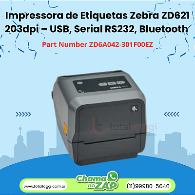 Impressora de Etiquetas Zebra ZD621 203dpi – Bluetooth e Ethernet
