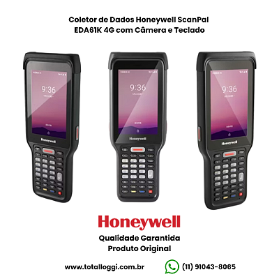 Coletor de Dados Honeywell ScanPal EDA61K 4G com Câmera e Teclado
