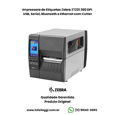 Impressora Zebra ZT231 300dpi com Cutter