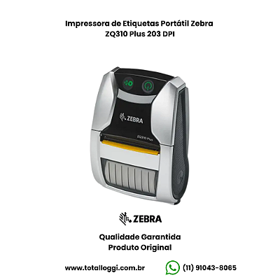 Impressora Portátil Zebra ZQ310 Plus 203dpi - Bluetooth e Wi-Fi