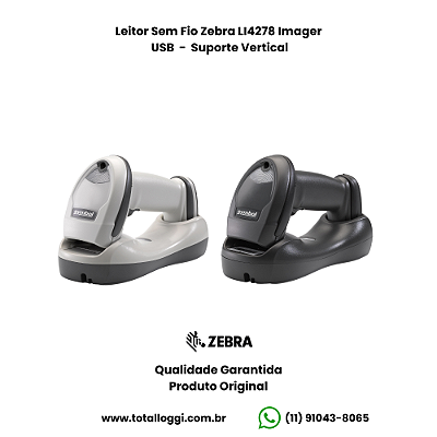 Leitor Sem Fio Zebra LI4278 Imager - USB (Suporte Vertical)