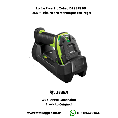 Leitor Sem Fio Zebra DS3678 DP Imager 2D QR Code - USB