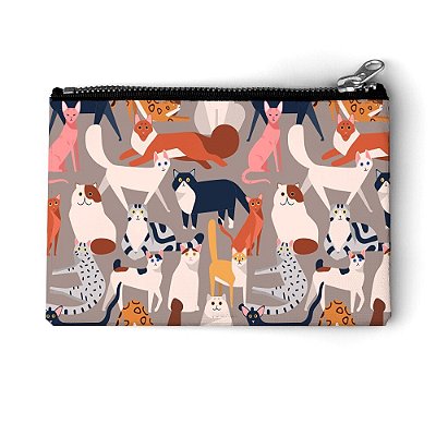 Porta-Moeda Gato Colorido Bege