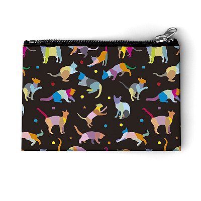 Porta-Moeda Gato Colorido Preto