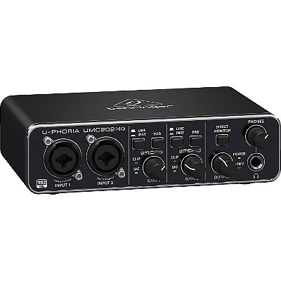 Interface de Áudio USB 2x2 com Pré-Amplificador MIDAS - Behringer U-PHORIA UMC202HD