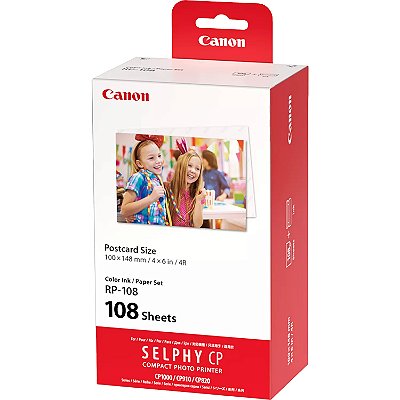 Conjunto de Papel e Tinta Colorida RP-108 para Impressora Canon Selphy