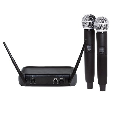 Microfone Duplo Sem Fio de Mão Lexsen LM-258u PLL UHF