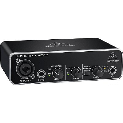 Interface de Áudio USB 2x2 com Pré-Amplificador MIDAS - Behringer U-PHORIA UMC22
