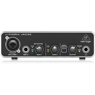 Interface de Áudio Behringer UMC22 U-Phoria 2x2 - USB