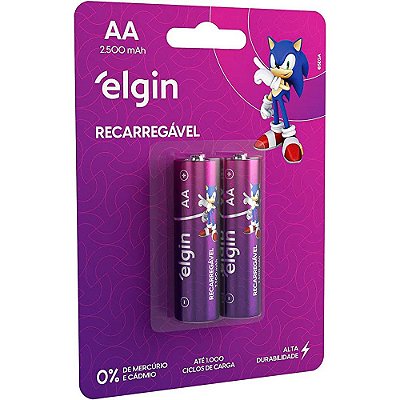 Pilha Recarregável Elgin AA 2500mah com 2 Unidades