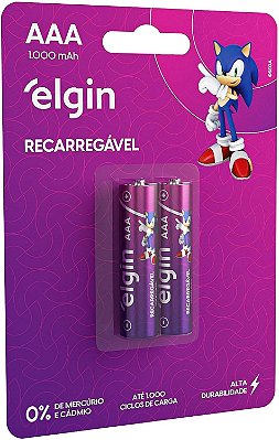 Pilha Recarregável Elgin AAA 1000mah com 2 Unidades