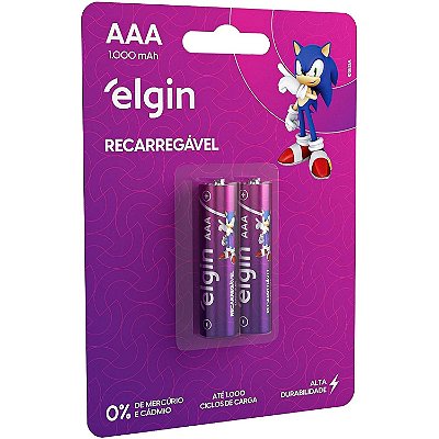 Pilha Recarregável AAA Palito com 2 unidades 1000mah - Elgin 82171