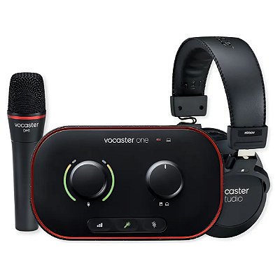 Interface de Áudio Profissional para Streaming e Podcast Kit Estúdio Completo - Focusrite Vocaster One Studio