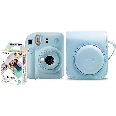Kit Câmera Instax Mini 12 Azul com Bolsa e 10 filmes - Fujifilm