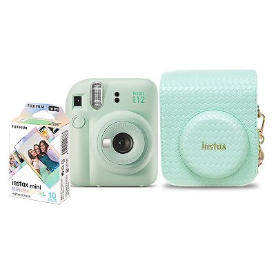 Kit Câmera Instax Mini 12 Verde com Bolsa e 10 filmes - Fujifilm