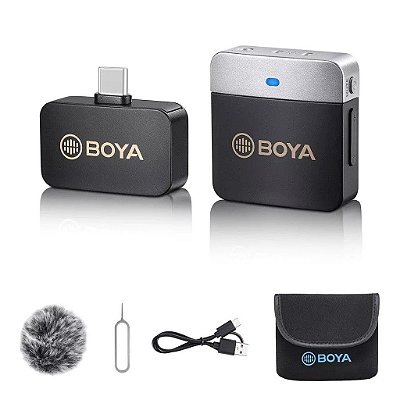 Microfone de Lapela sem fio Boya BY-M1V3 USB-C Dual-Channel