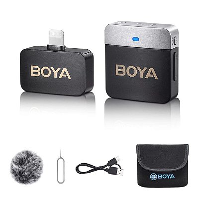 Microfone de Lapela sem fio Boya BY-M1V5 para iPhone até Versão 14