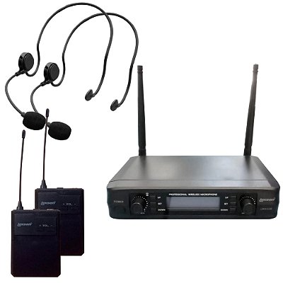 Microfone Headset Sem Fio Duplo Lexsen LM502M-HH Multi Frequência