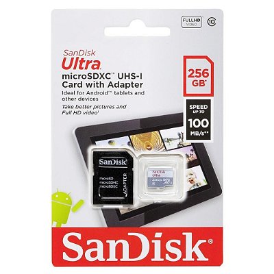 Cartão de Memória SanDisk Ultra - 256GB - Micro SDXC UHS-I