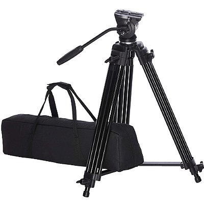 Tripé Profissional com Cabeça Hidráulica Nest NT-777 - Altura máxima 1,80m - Suporta 4kg