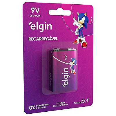 Bateria Recarregável Elgin 9V 250mAh