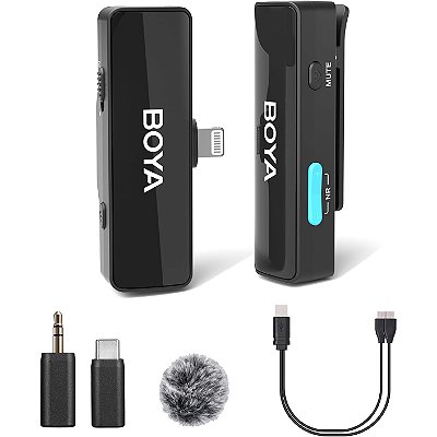 Microfone de Lapela sem fio BoyaLink A1 para iPhone, iOS, Android e DSLR