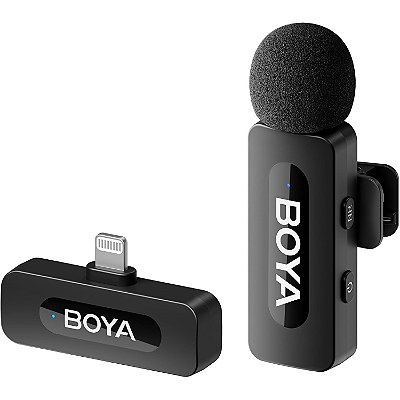 Microfone de Lapela sem fio para iPhone até Versão 14 - Boya BY-V1 (versão 2.0)