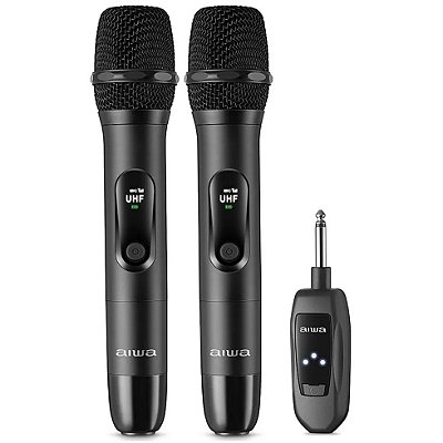 Microfone Dinâmico Sem Fio Duplo - AIWA AWS-MIC-01