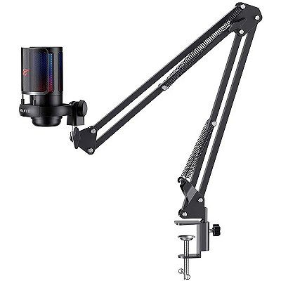 Microfone Gamer RGB Condensador com Braço Articulado - Havit GK50 Pro