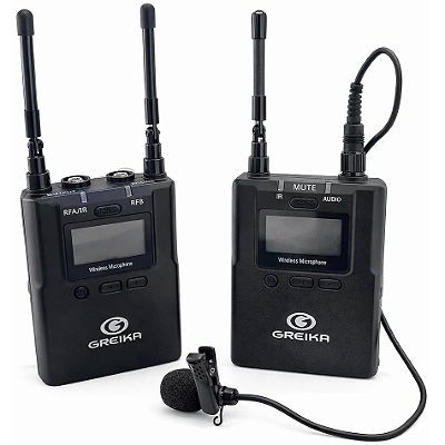 Microfone de Lapela Sem Fio Profissional para Celular Câmera e Mesa de Som - Greika GK-UMic8
