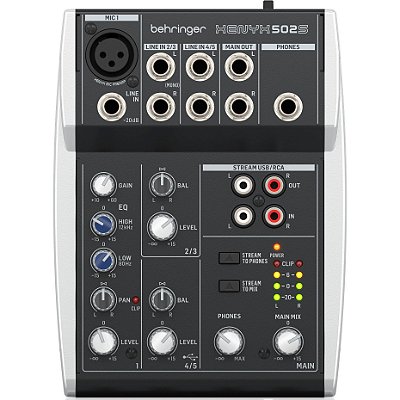 Mesa de Som Analógica Premium com 5 Canais e Interface USB - Behringer Xenyx 502S