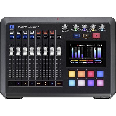 Mixer, Gravador e Interface de Áudio USB para Podcast - Tascam Mixcast 4