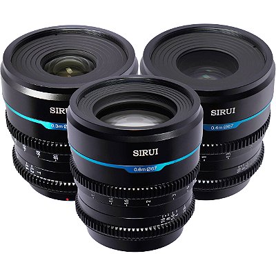 Kit de Lentes de Cinema Sirui Night Walker 24; 35; 55mm T1.2 S35 para Câmeras Canon RF