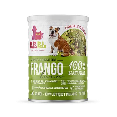 Comida Natural Papapets Frango Leve Lata 280gr Para Cães