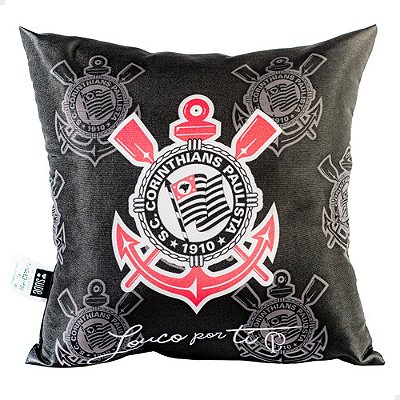 Almofada Quadrada Corinthians Jogai por Nós Oficial Preto Medida 35cm x 35cm x 14cm - Sude