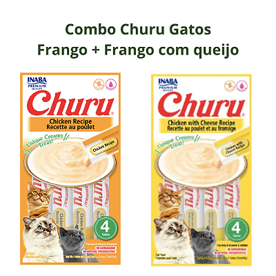 COMBO PETISCO CHURU FRANGO COM QUEIJO E FRANGO PARA GATOS 112g