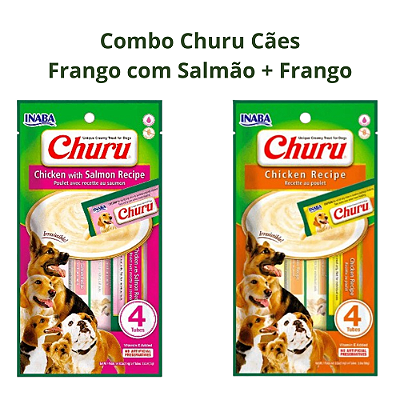 COMBO PETISCO CHURU FRANGO COM SALMÃO E FRANGO PARA CÃES 112g