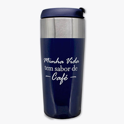COPO VIAGEM SLIM - MINHA VIDA TEM SABOR DE CAFÉ