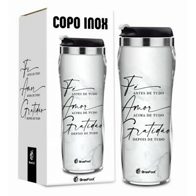 COPO PLAST. INOX - FÉ E GRATIDÃO - 350ML