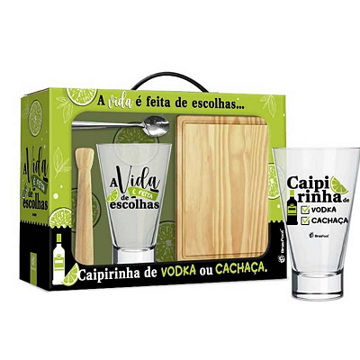 KIT CAIPIRINHA LONG 400ML -  A VIDA É FEITA DE ESCOLHAS  BRASFOOT
