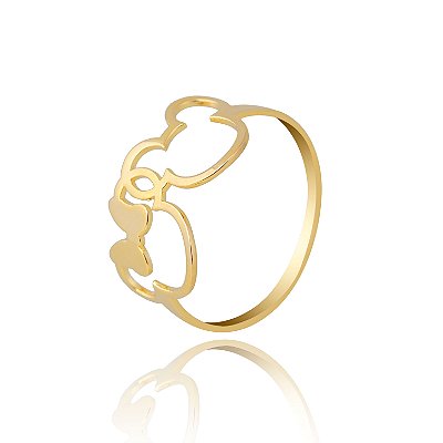 Anel Casal Mouse De Ouro 10k Super Delicado Em Ouro 10k