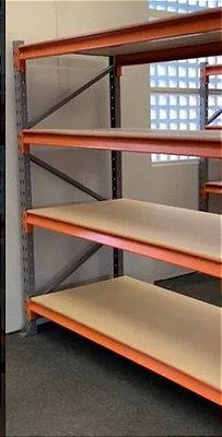 MINI PORTA PALLET SILM 250 KG CONTINUAÇÃO COM PLANO MDF 4 NÍVEIS 200X180X60