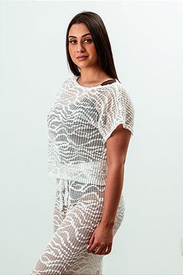 Conjunto Excentric praia em renda OFF whithe