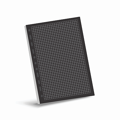 REFIL PARA CADERNO ARGOLADO TAMANHO COLEGIAL -40 FOLHAS PRETAS QUADRICULADAS EM BRANCO 90 GRS
