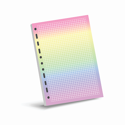 Refil para Caderno Colegial Argolado Quadriculado Gradient